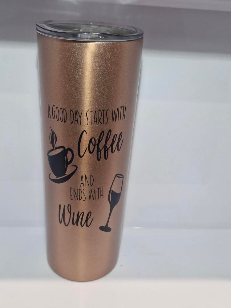 Tall Take Away Cup 20oz/591ml - A good day starts with coffee and ends with wine